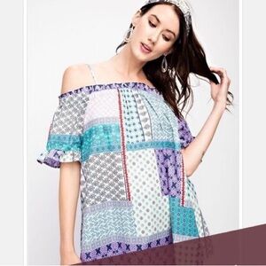 Patchwork Off-Shoulder Top